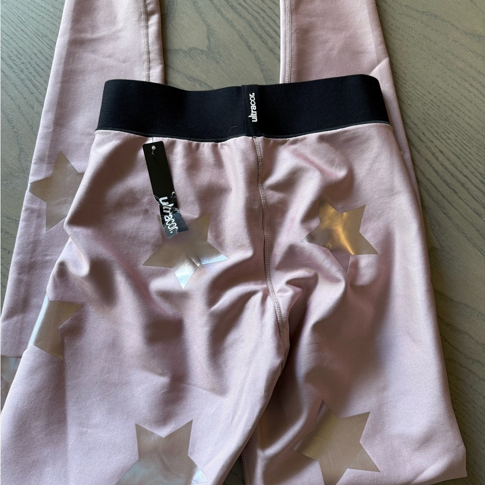 NWT- Ultracor light pink with metallic star Leggings - Picture 2 of 5
